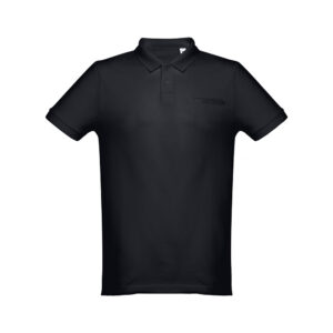 Vīriešu kokvilnas pikē polo krekls ar krūšu kabatu, 195 g/m² – krāsains – Melna