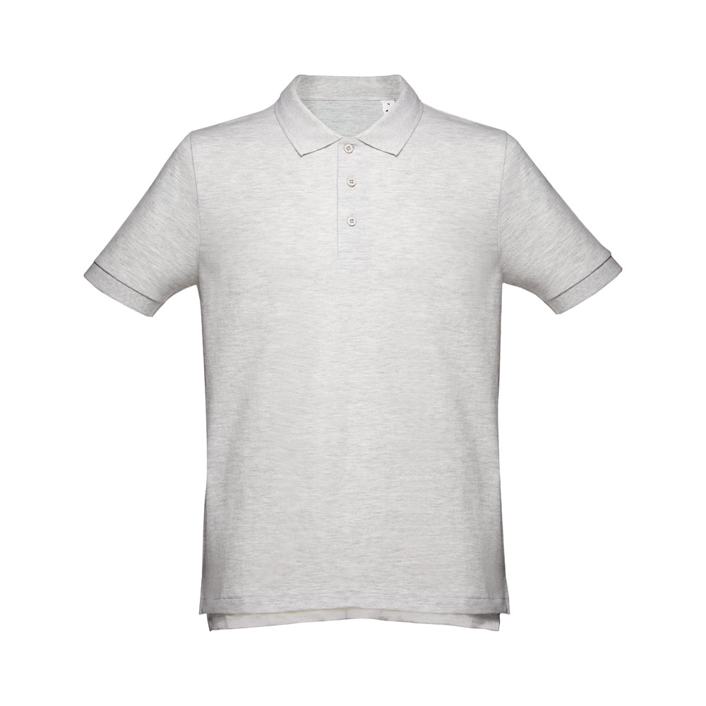 Vīriešu kokvilnas pikē polo krekls ar trim pogām, 195 g/m² – krāsains, lielie izmēri (3XL) – Melanža balta