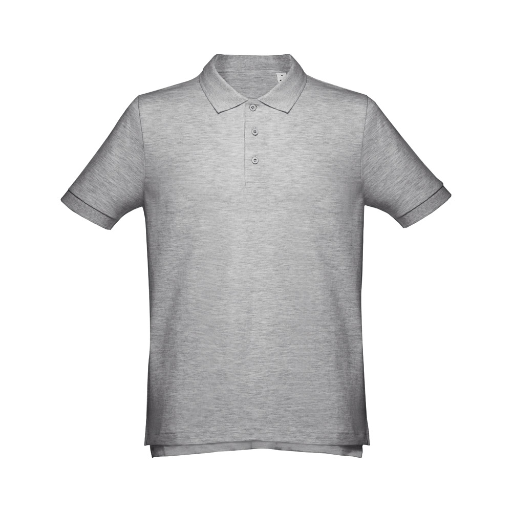 Vīriešu kokvilnas pikē polo krekls ar trim pogām, 195 g/m² – krāsains, lielie izmēri (3XL) – Melanža gaiši pelēka
