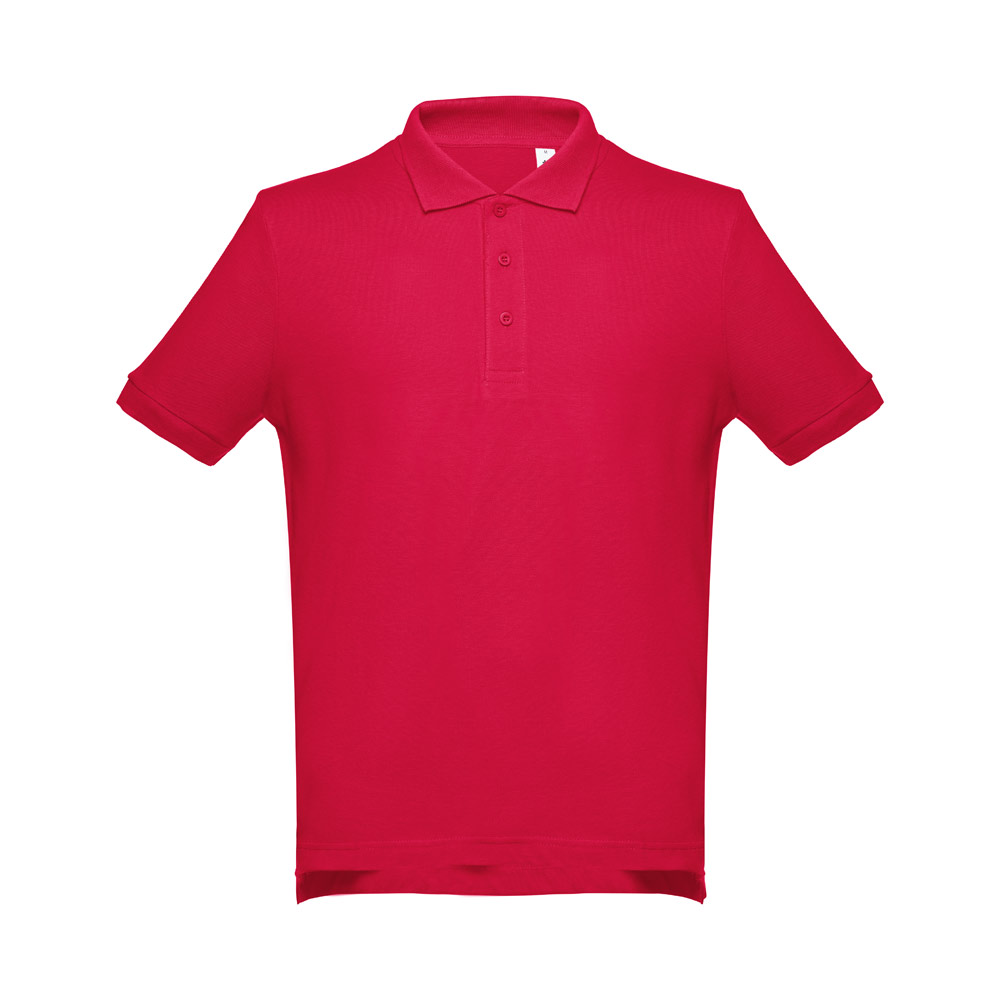 Vīriešu kokvilnas pikē polo krekls ar trim pogām, 195 g/m² – krāsains, lielie izmēri (3XL) – Sarkana