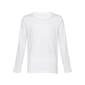Vīriešu kokvilnas T-krekls garām piedurknēm bez sānu šuvēm, 150 g/m² – balts – Balta