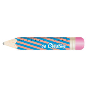 Pencil-shaped flexible plastic ruler with print, 12 cm – White