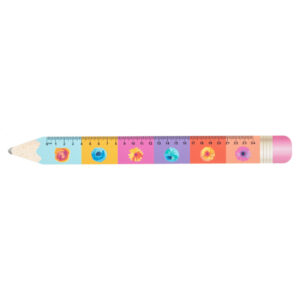 Pencil-shaped flexible plastic ruler with printing, 24 cm – White